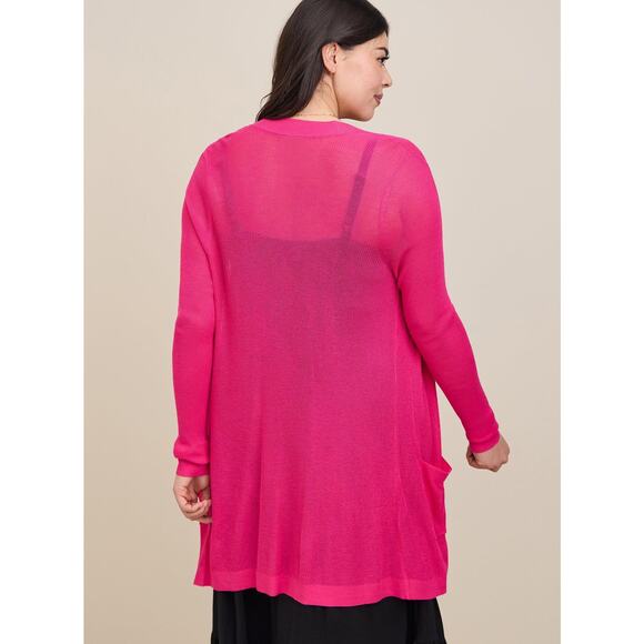 Torrid Cardigan Open Front Sweater in Hot Pink - Picture 2 of 10